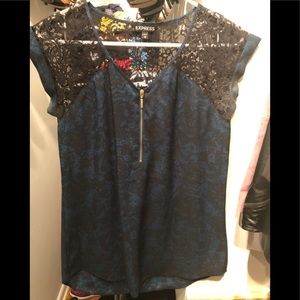 Express zip up V-neck blouse